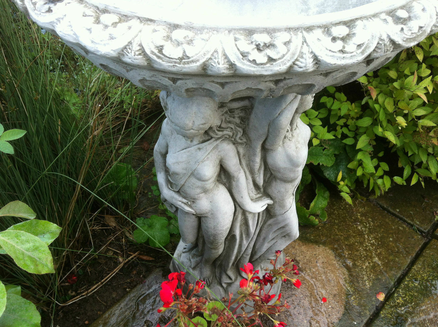 Three Graces Stone Garden Bird Bath
