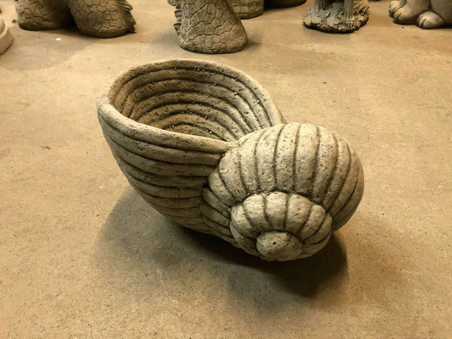 Antique Grey Stone Shell Garden Planter Pot