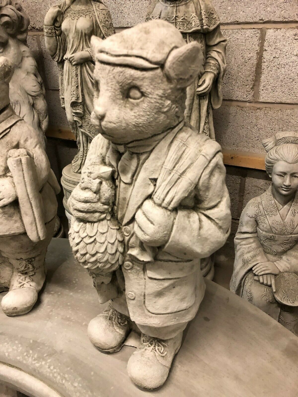 Pair of Stone Gamekeeper & Poacher Ornaments