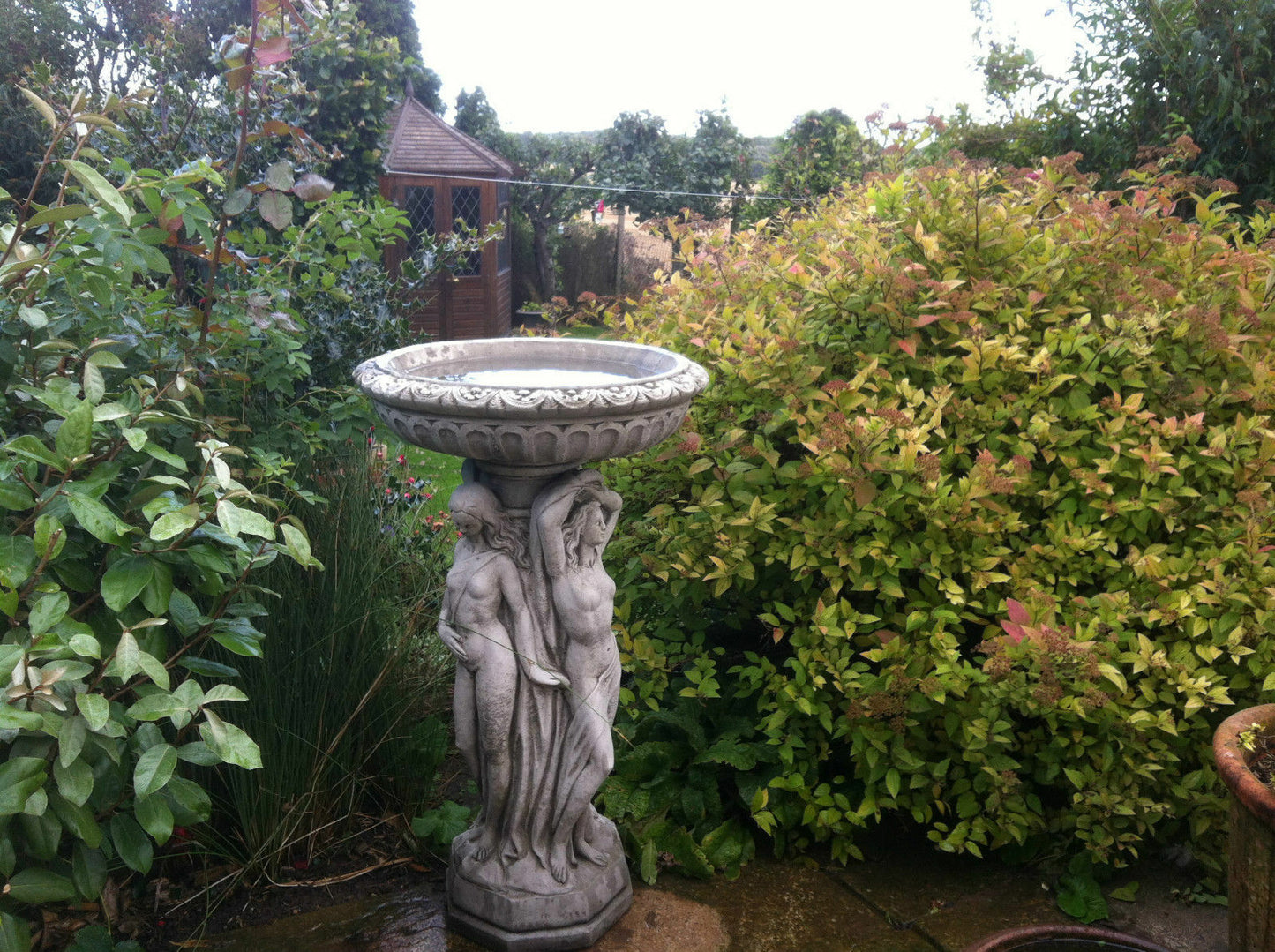 Three Graces Stone Garden Bird Bath