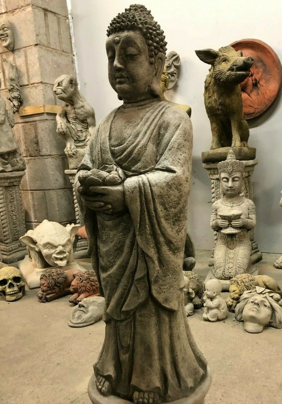 Durable Stone Buddha Garden Statue with Candle Holder