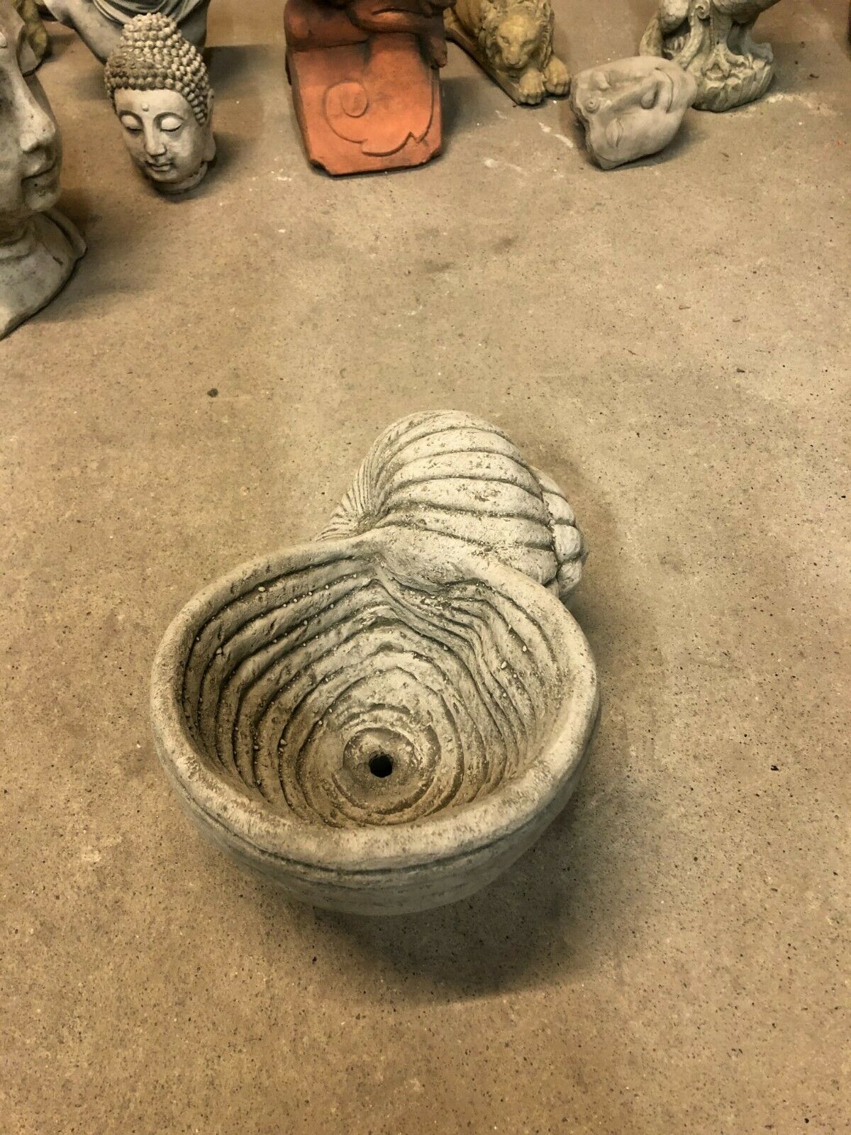 Antique Grey Stone Shell Garden Planter Pot