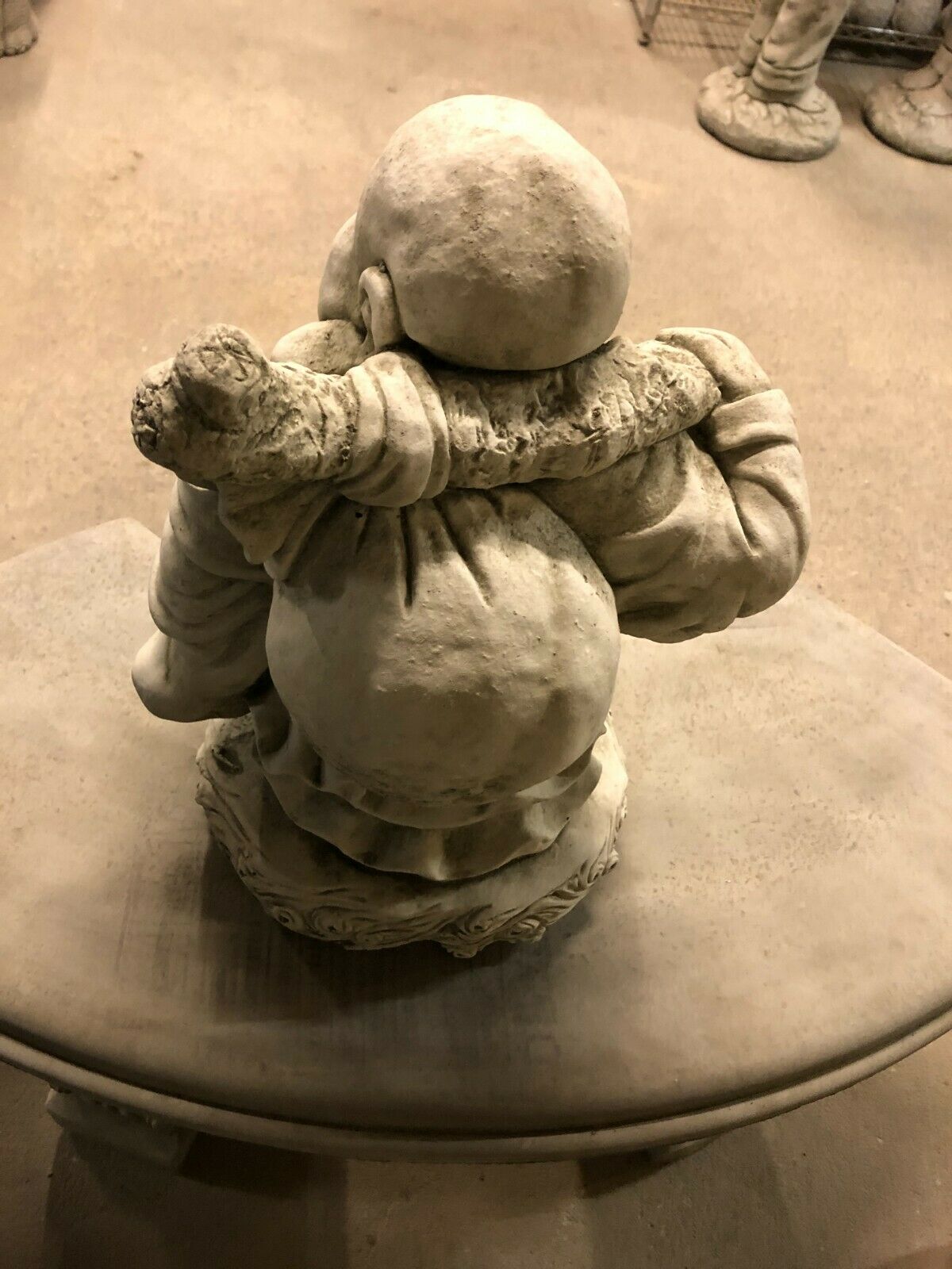 Stone Laughing Buddha Garden Statue with Antique Finish