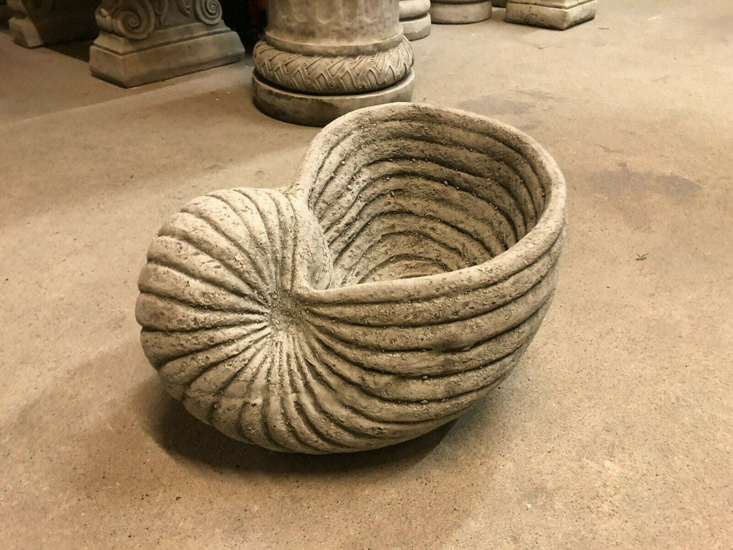 Antique Grey Stone Shell Garden Planter Pot