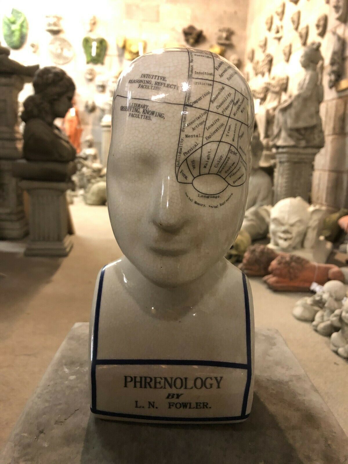Ceramic Phrenology Head Ornament