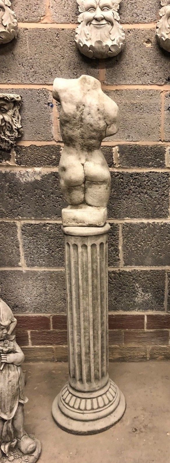Stone Torso Statues for Gardens with Grecian Plinths