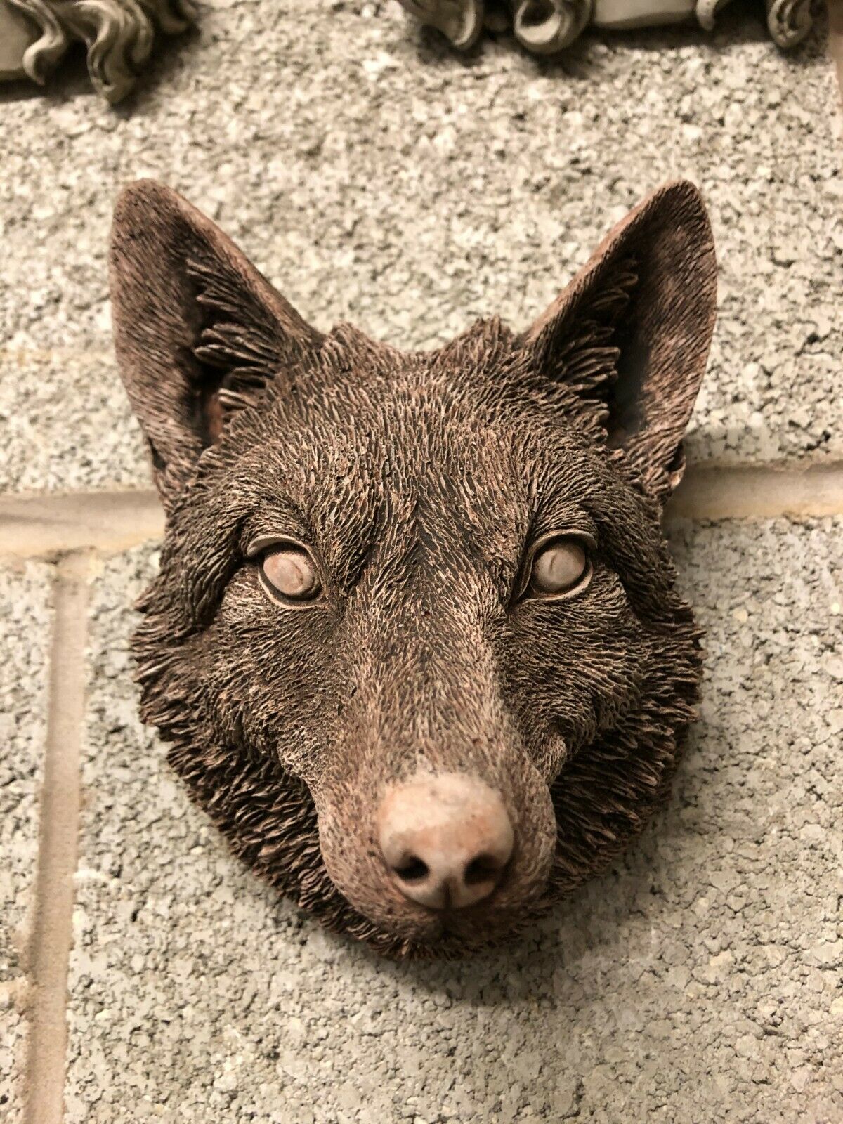 Stone Fox Head Wall Ornament