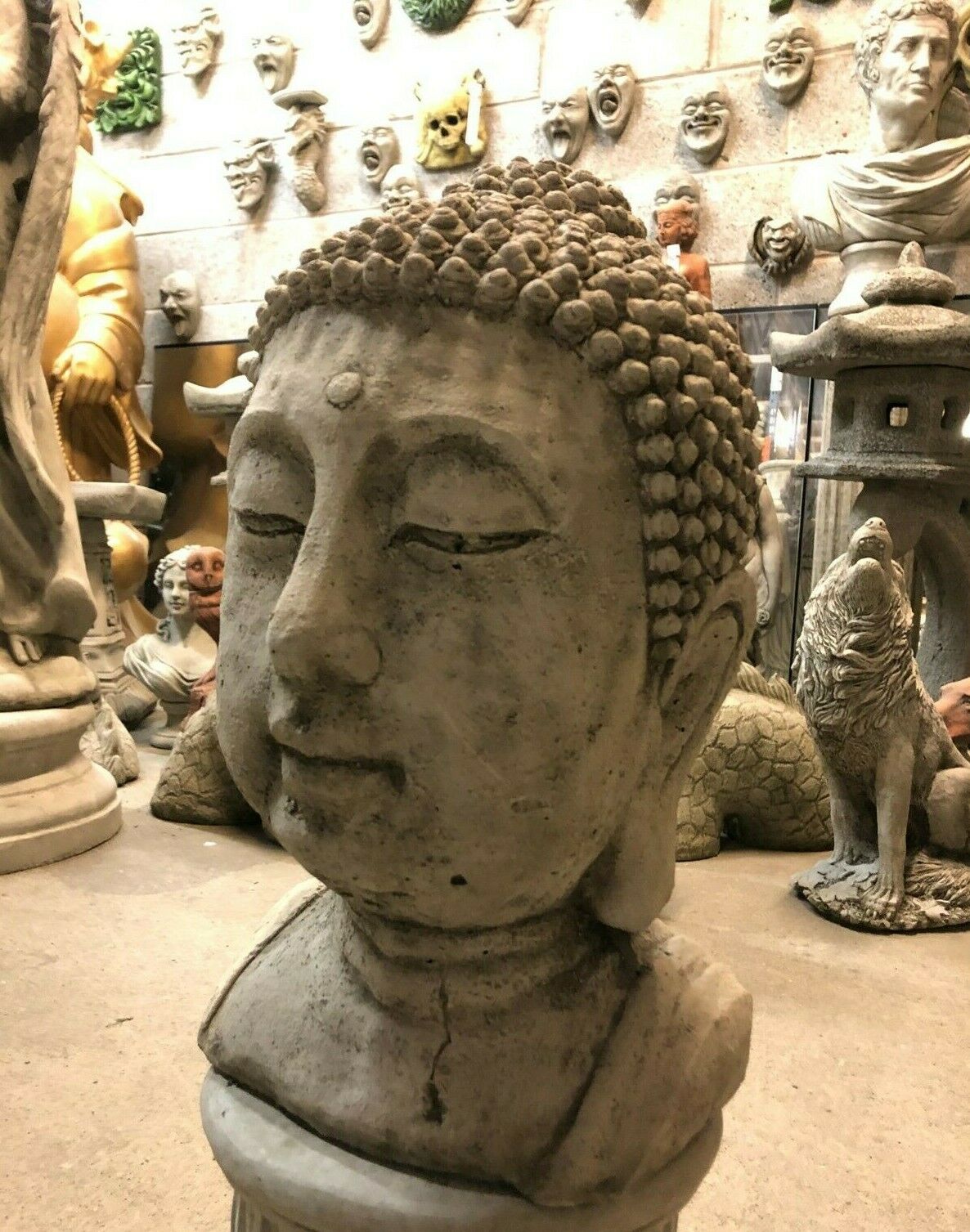 Stone Buddha's Head Statue