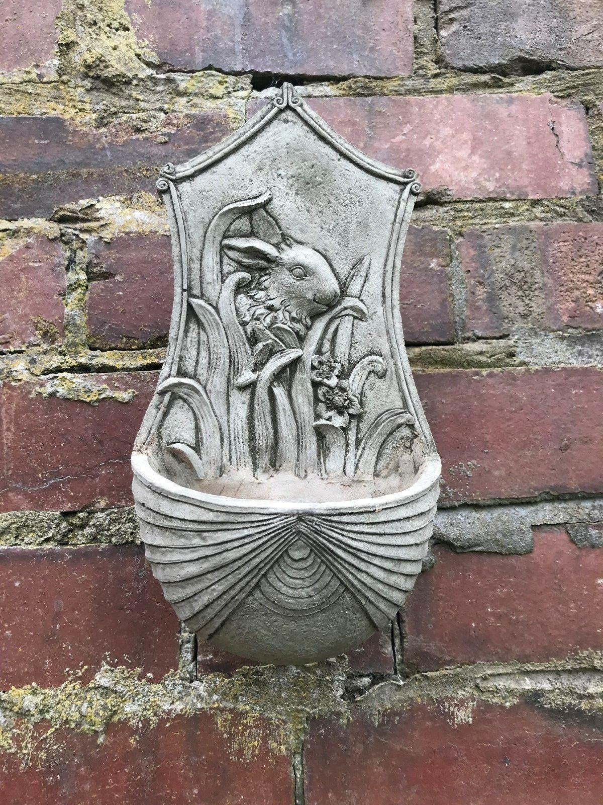 Stone Rabbit Planter - Garden Decoration | Durable, Drainage wall-mounted planter with peeping bunny design, ideal for outdoor garden use.
