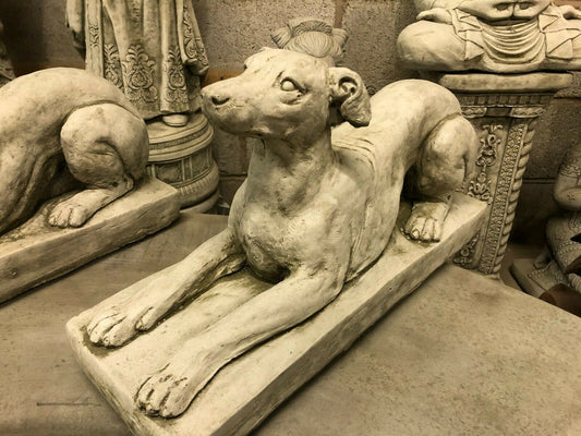 Stone Laying Down Greyhound/Whippet Dog Statue
