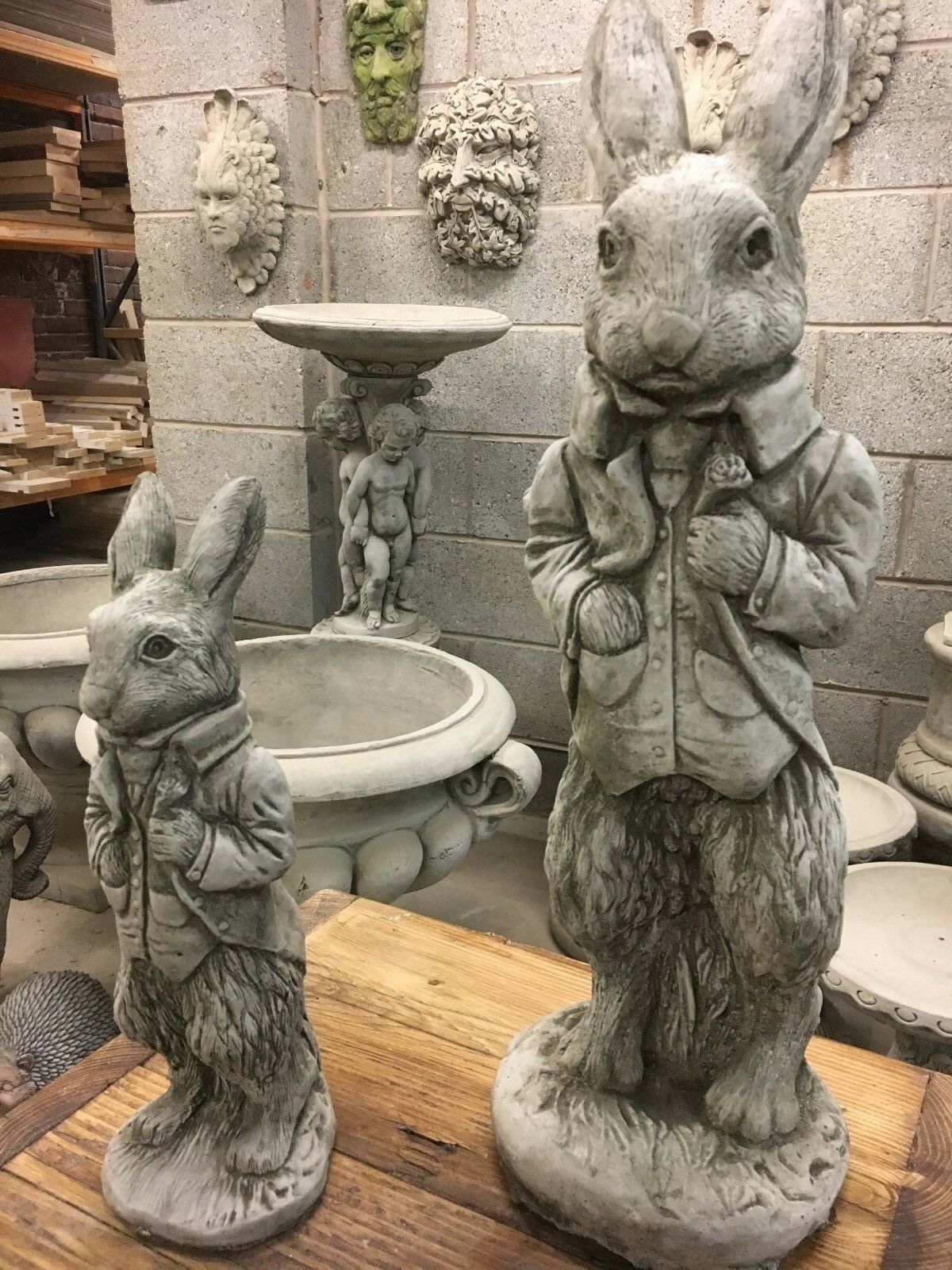 Large & Small Stone Mr Rabbit Ornaments