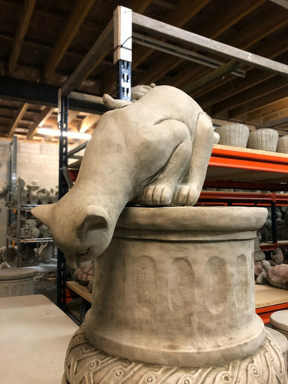 Stone Pouncing Cat Ornament