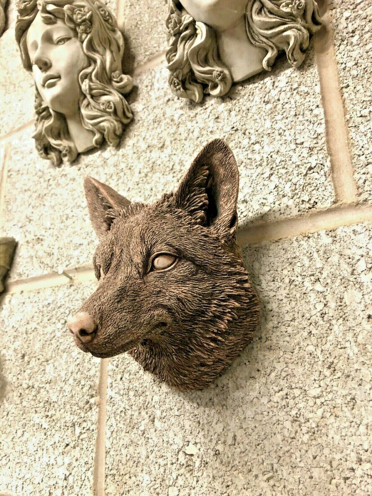 Stone Fox Head Wall Ornament