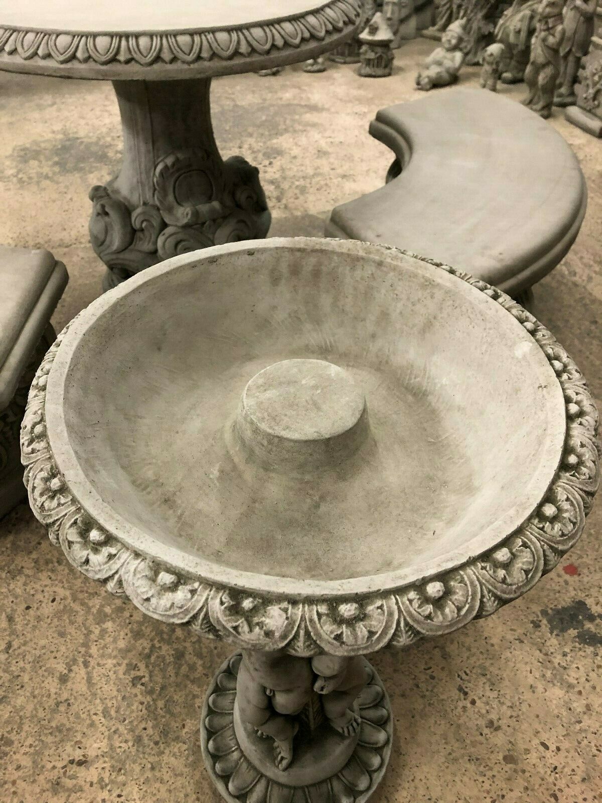 Cherub Stone Garden Bath with Antique Finish