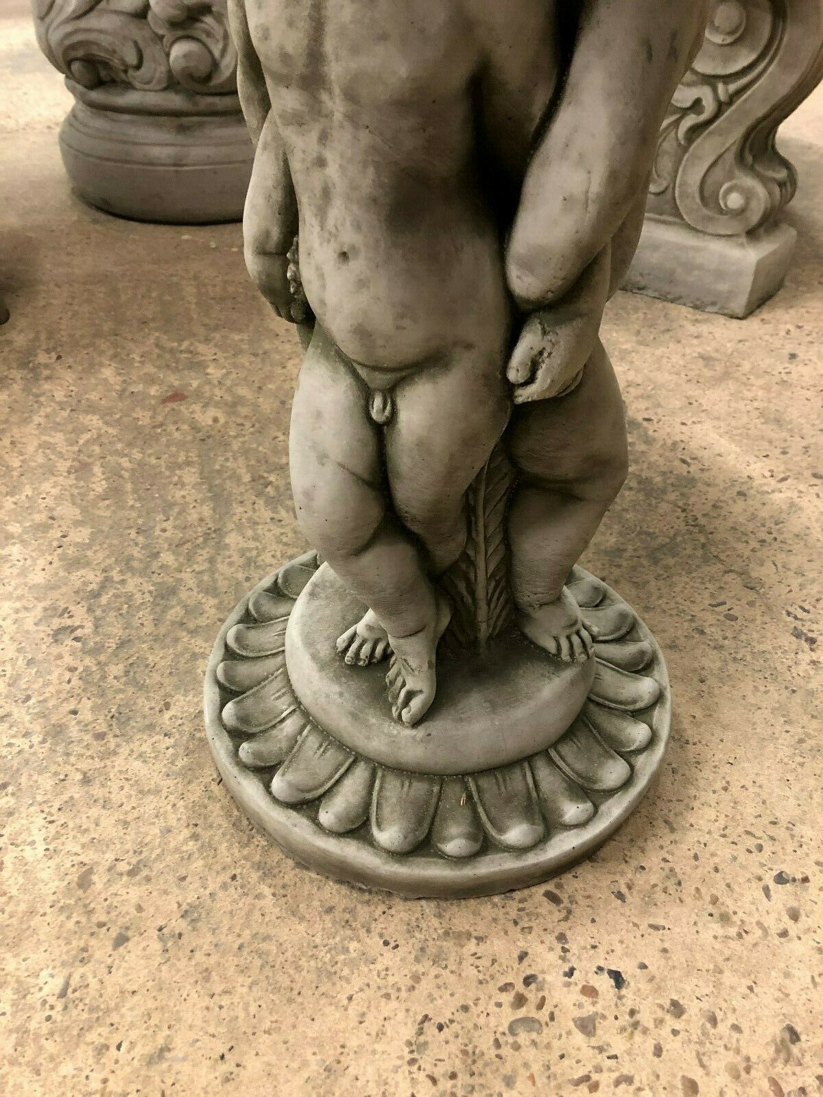 Cherub Stone Garden Bath with Antique Finish