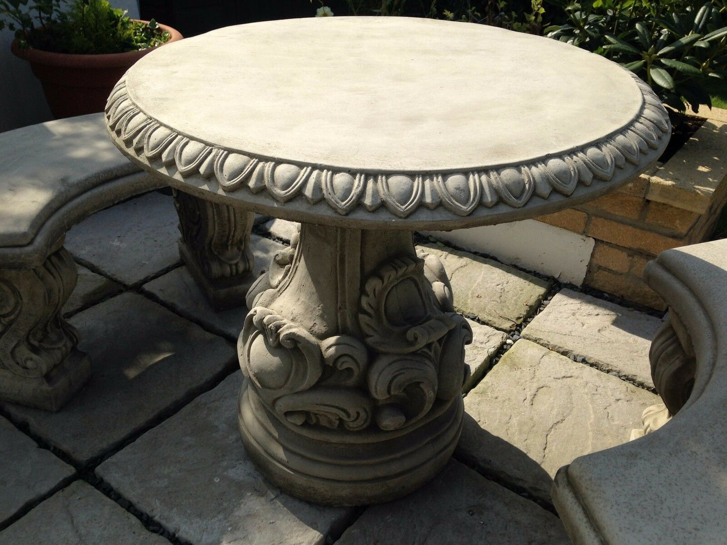 Stone Curved Table & Seating Bench Set