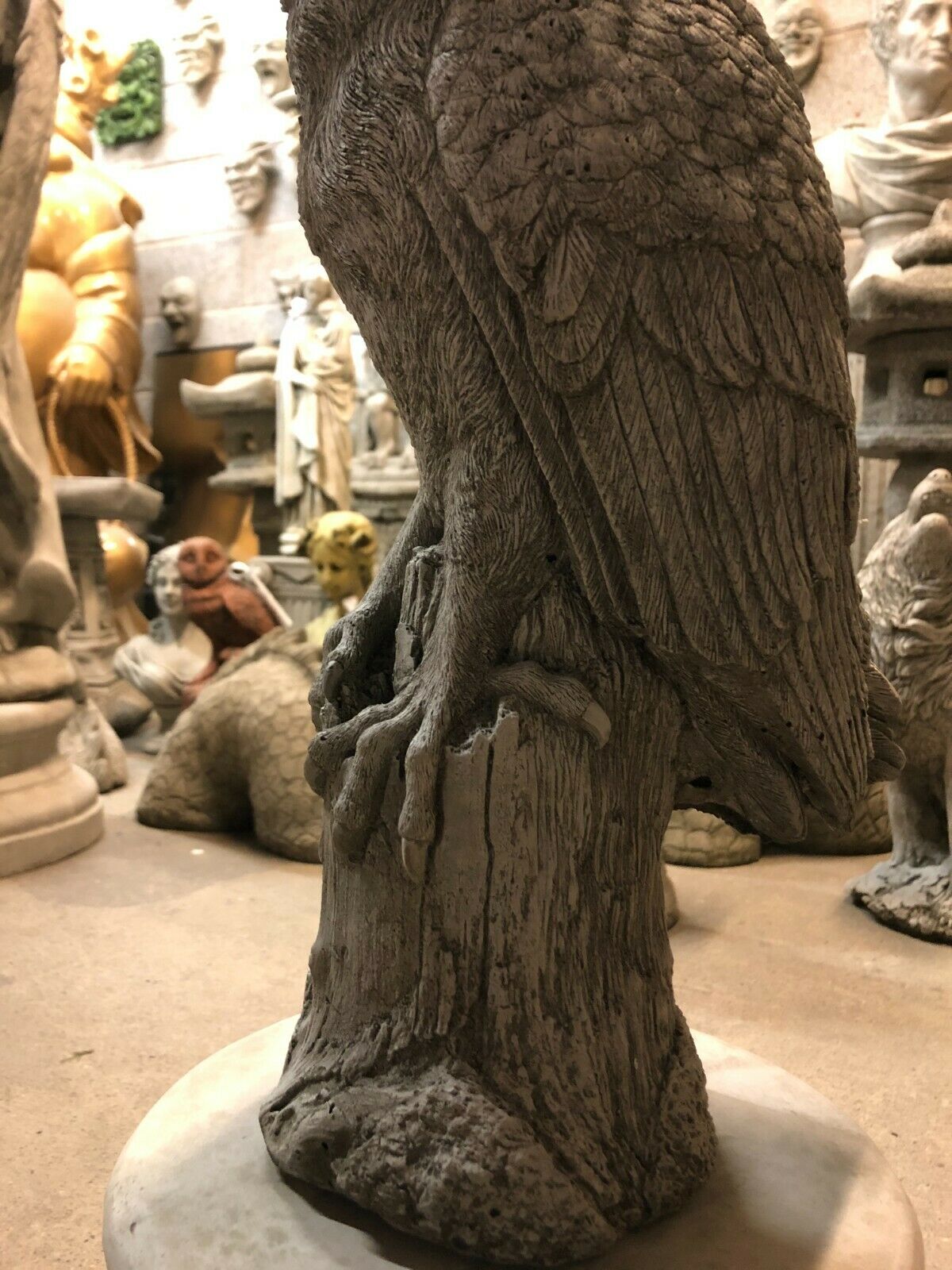 Stone Owl Plinth Statue