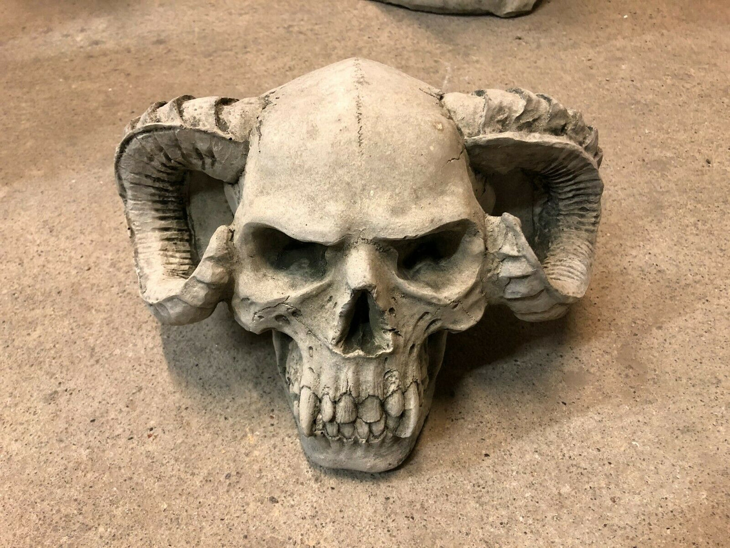 Stone Skull with Horns Ornaments