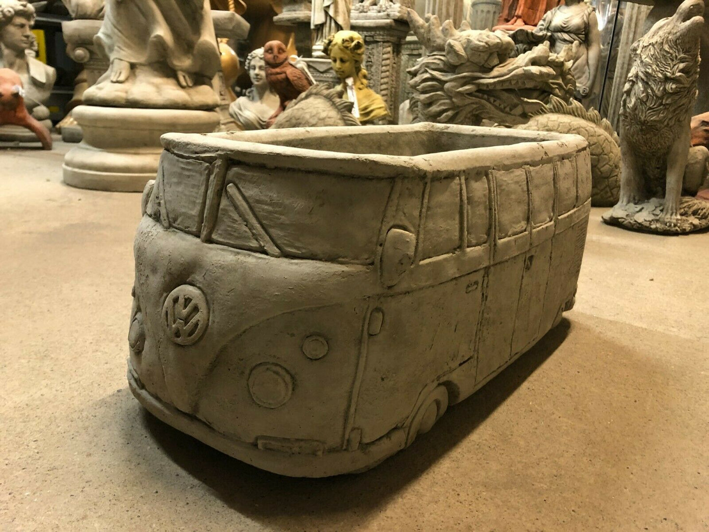 Stone VW Camper Van Garden Planter with Durable Design