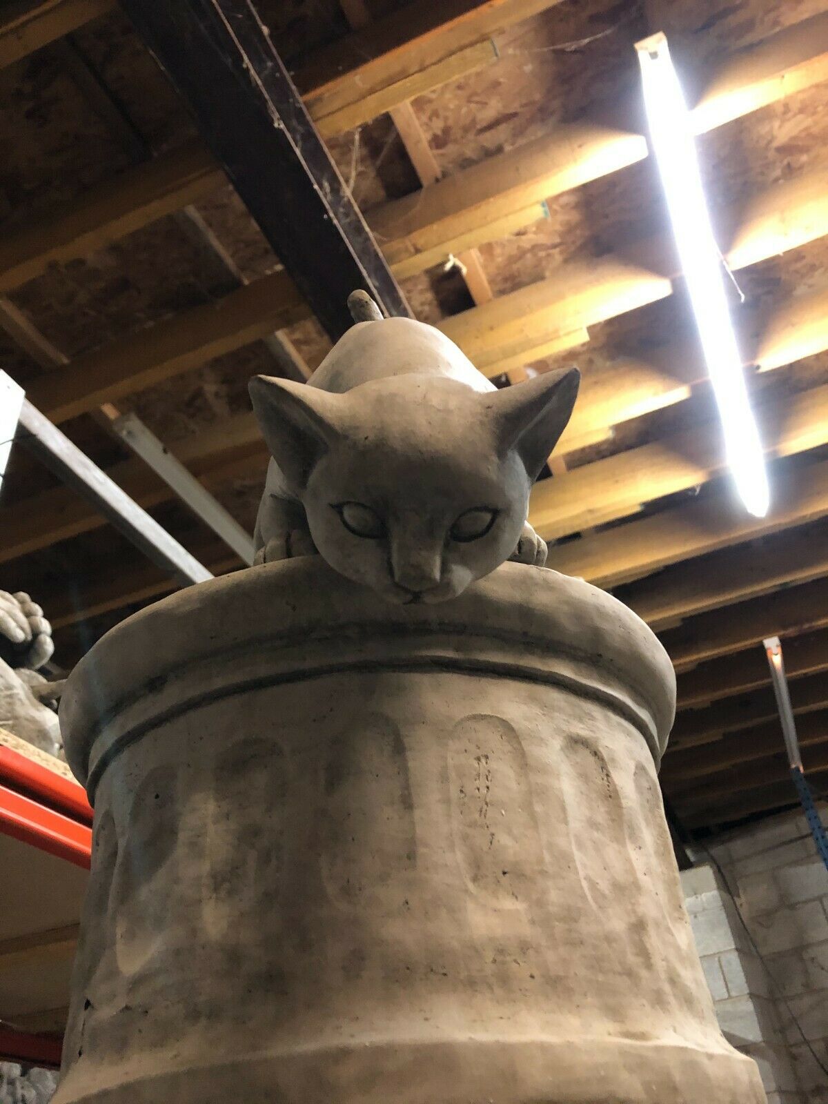 Stone Pouncing Cat Ornament