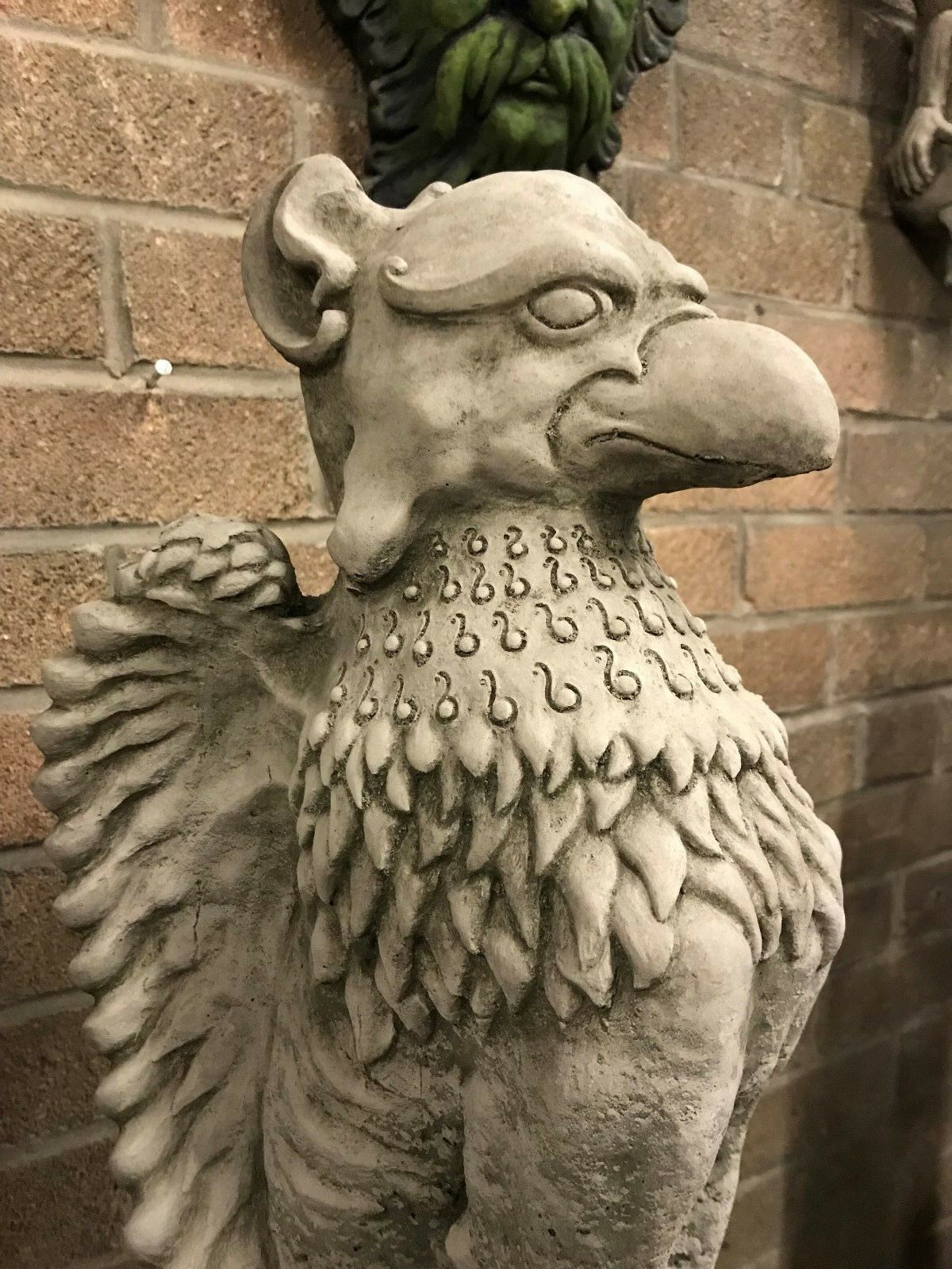Pair of Stone Phoenix Plinth Statues