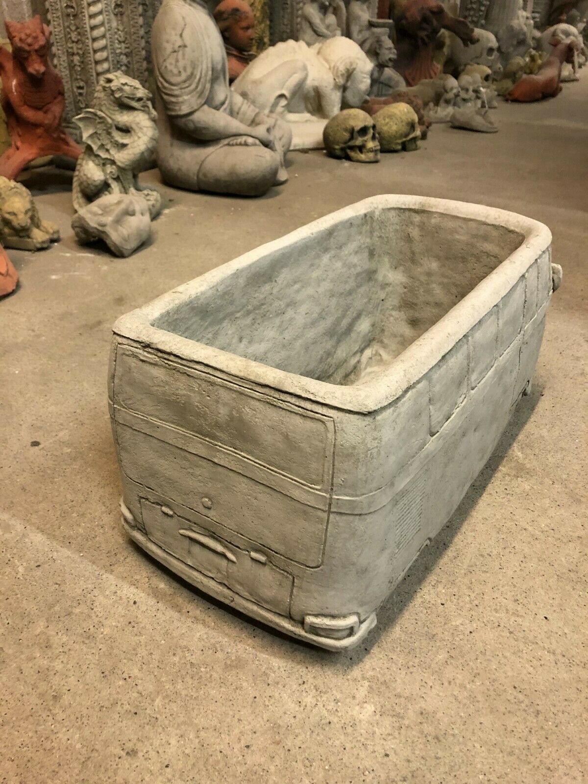 Stone VW Camper Van Garden Planter with Durable Design