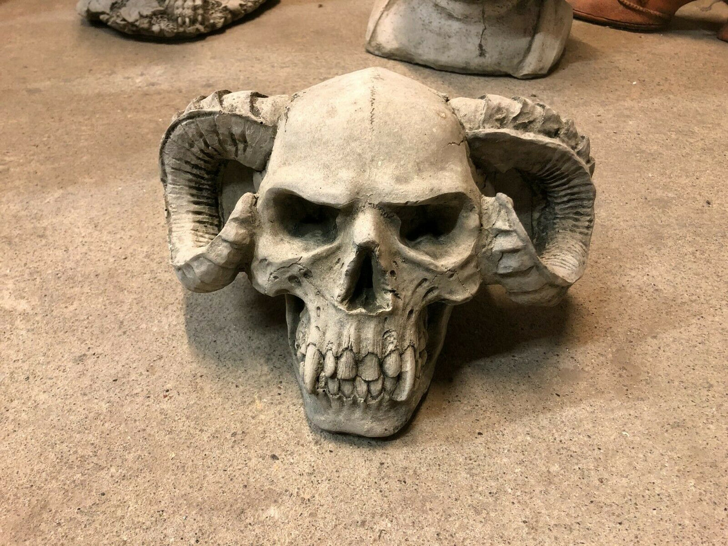 Stone Skull with Horns Ornaments