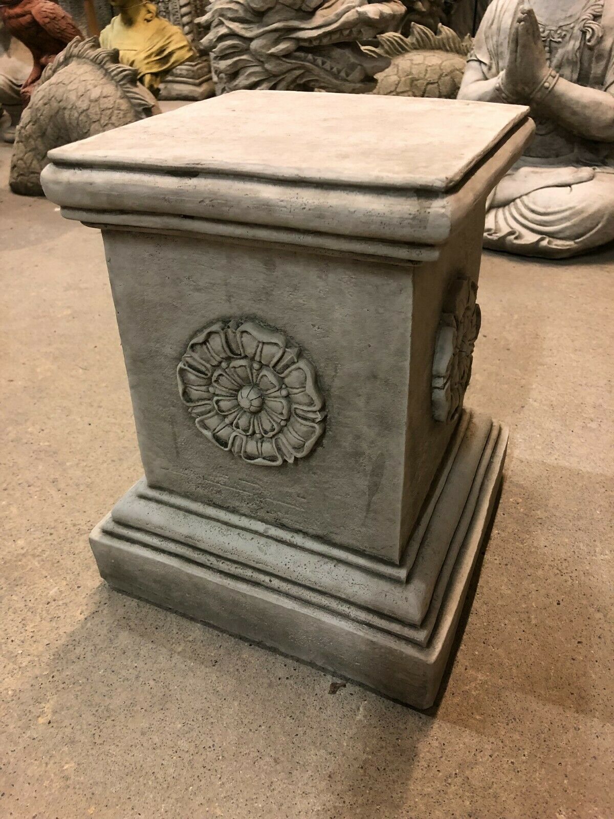 Stone Square Yorkshire Rose Pedestal/Plinth
