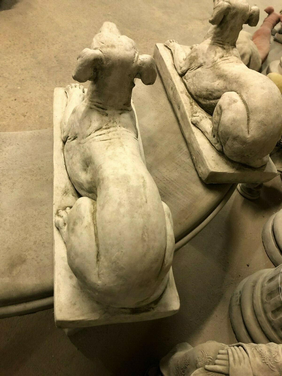 Stone Laying Down Greyhound/Whippet Dog Statue