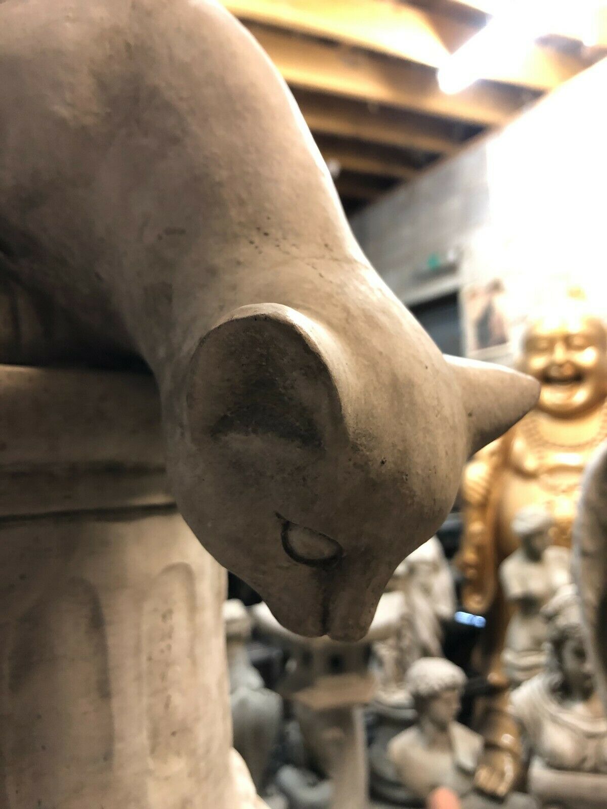 Stone Pouncing Cat Ornament