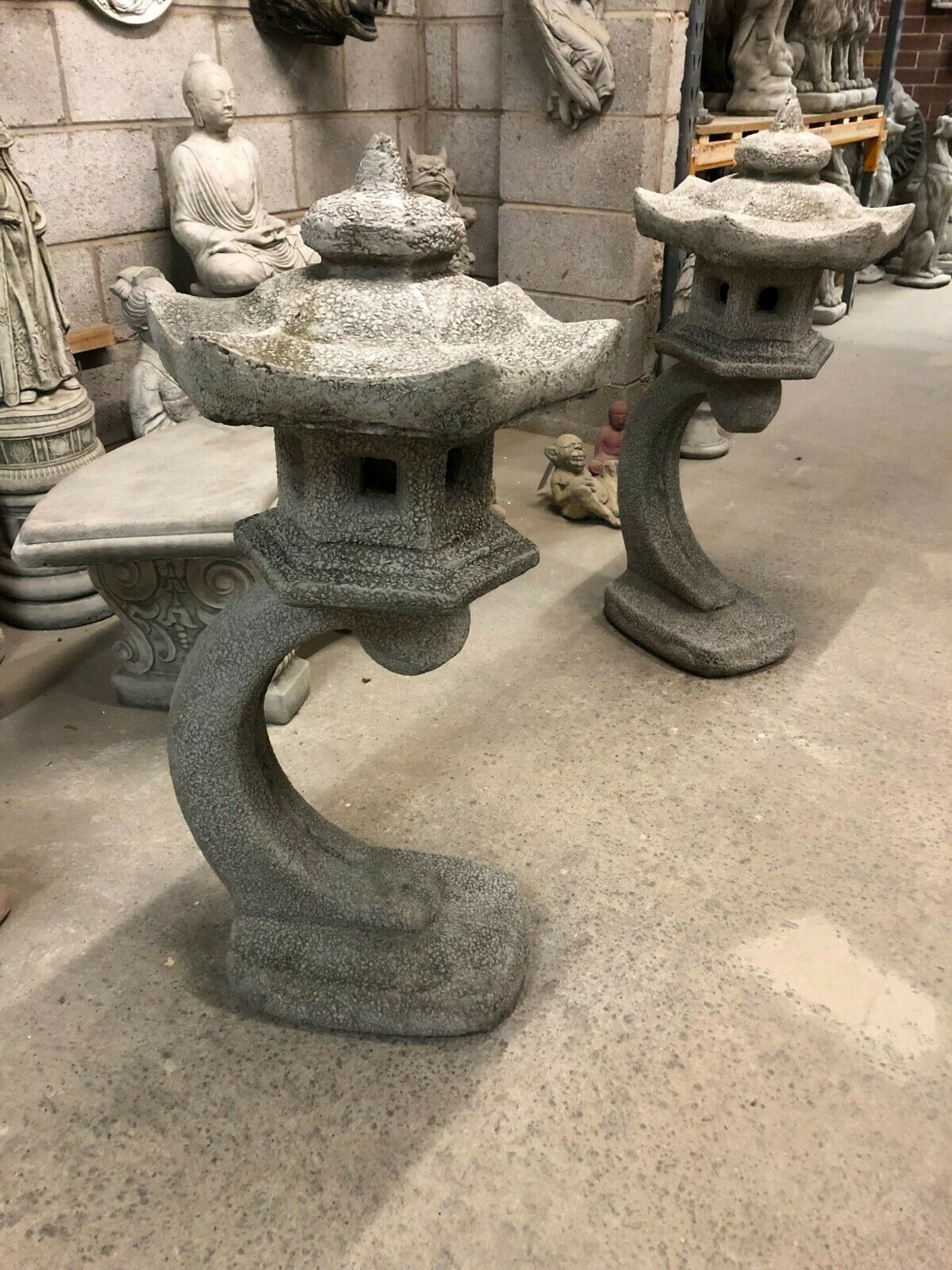 Pair of Stone Pagoda Lantern Statues
