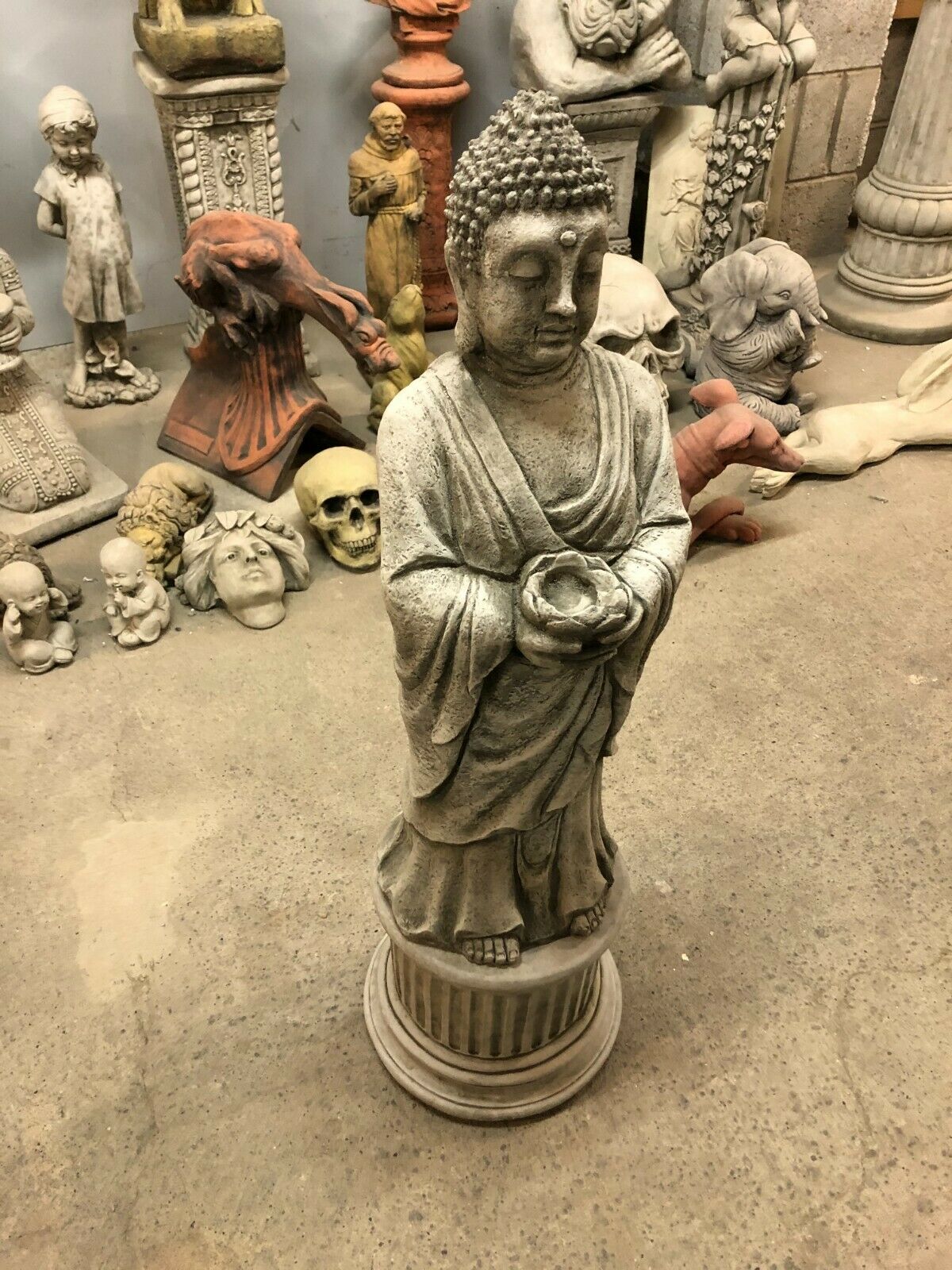 Durable Stone Buddha Garden Statue with Candle Holder