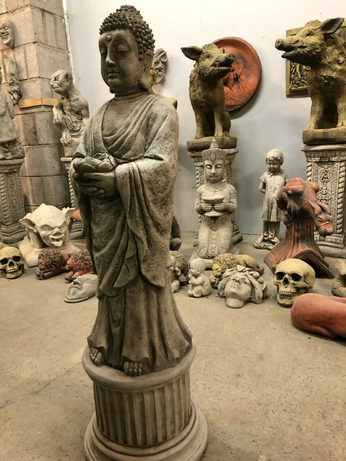 Durable Stone Buddha Garden Statue with Candle Holder