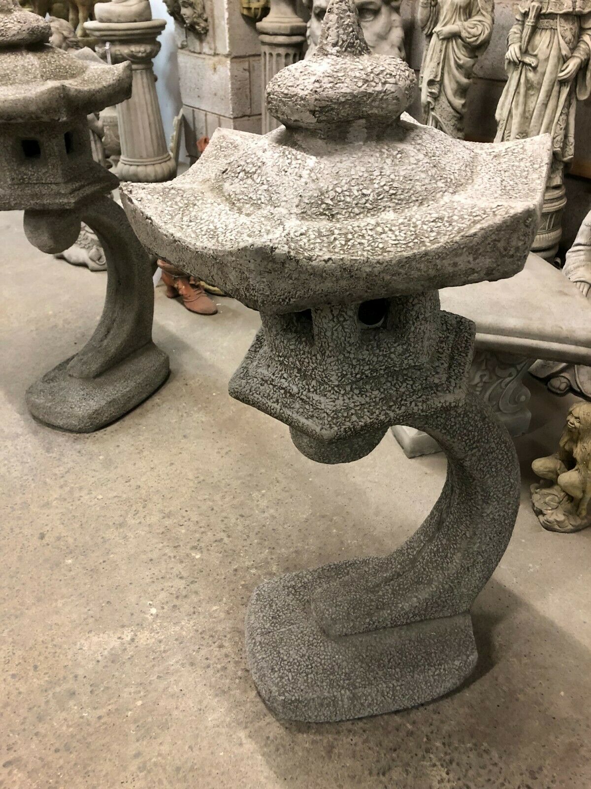 Pair of Stone Pagoda Lantern Statues