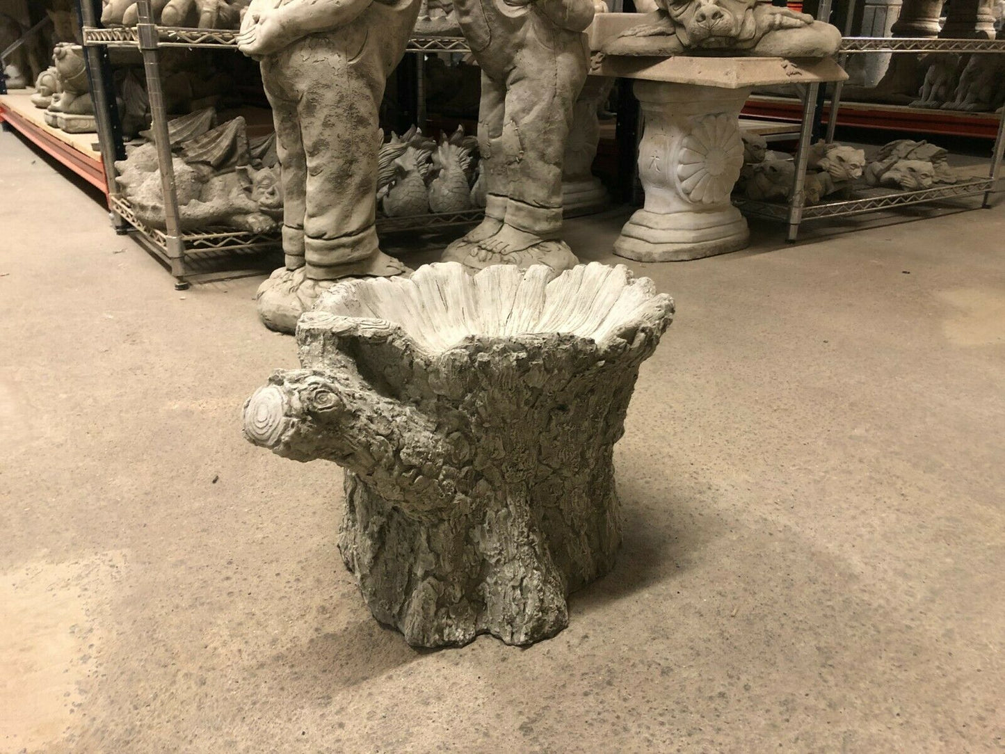 Sturdy Stone Tree Stump Bird Bath for Gardens