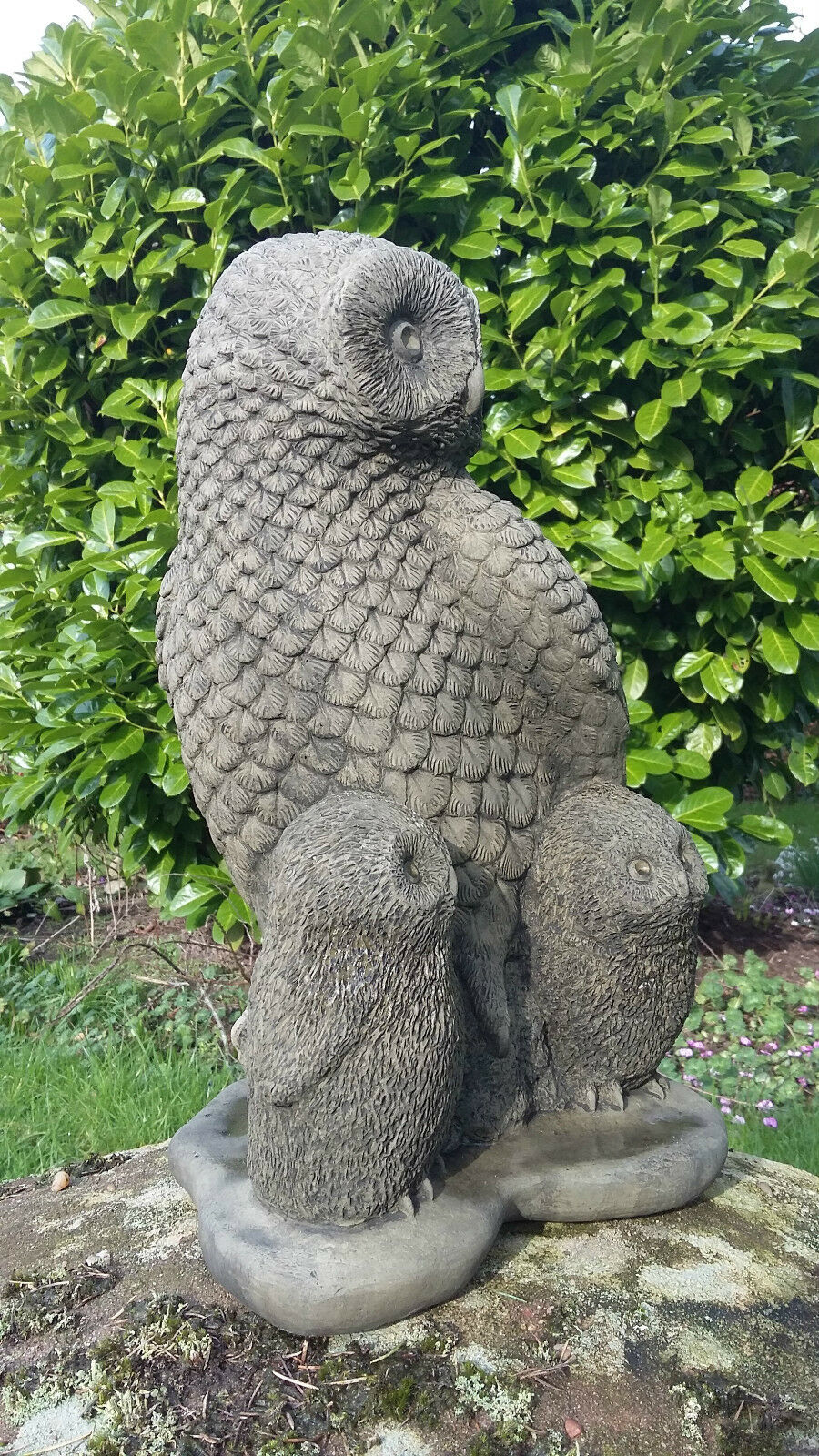 Stone Owl & Owlets Family Ornament