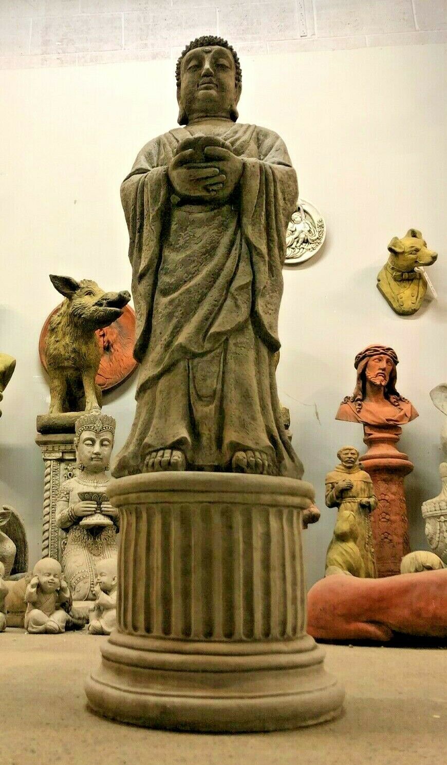Durable Stone Buddha Garden Statue with Candle Holder