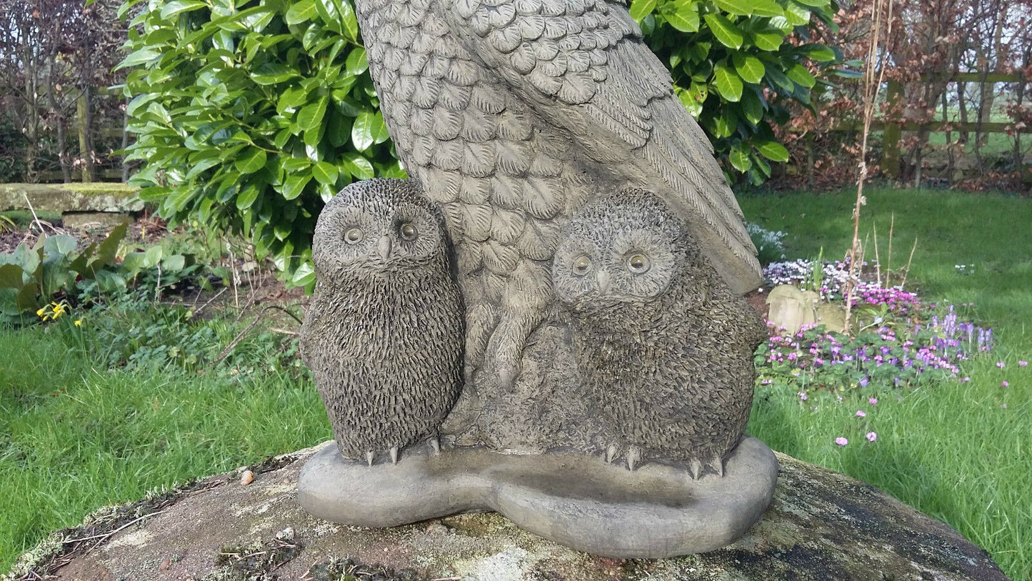 Stone Owl & Owlets Family Ornament