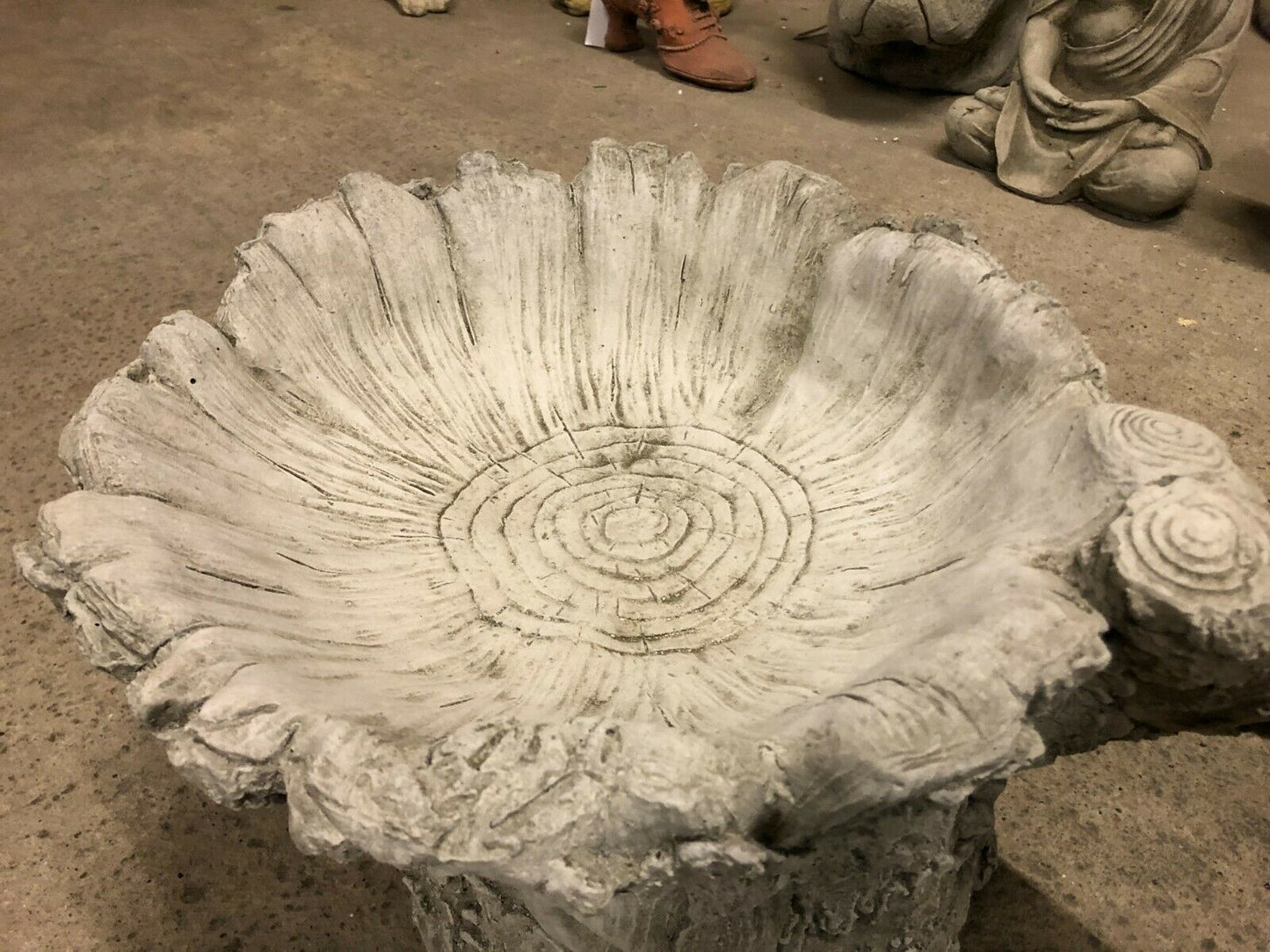 Sturdy Stone Tree Stump Bird Bath for Gardens