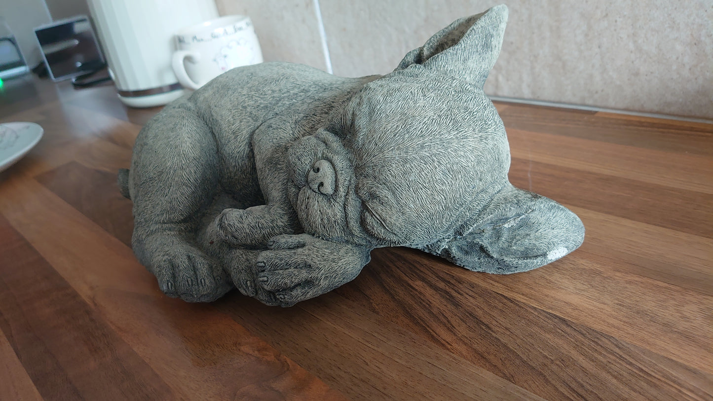 Stone Sleeping French Bulldog Ornament