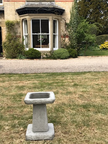 Stone Chunky Square Design Bird Bath