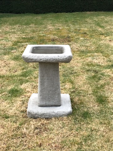 Stone Chunky Square Design Bird Bath