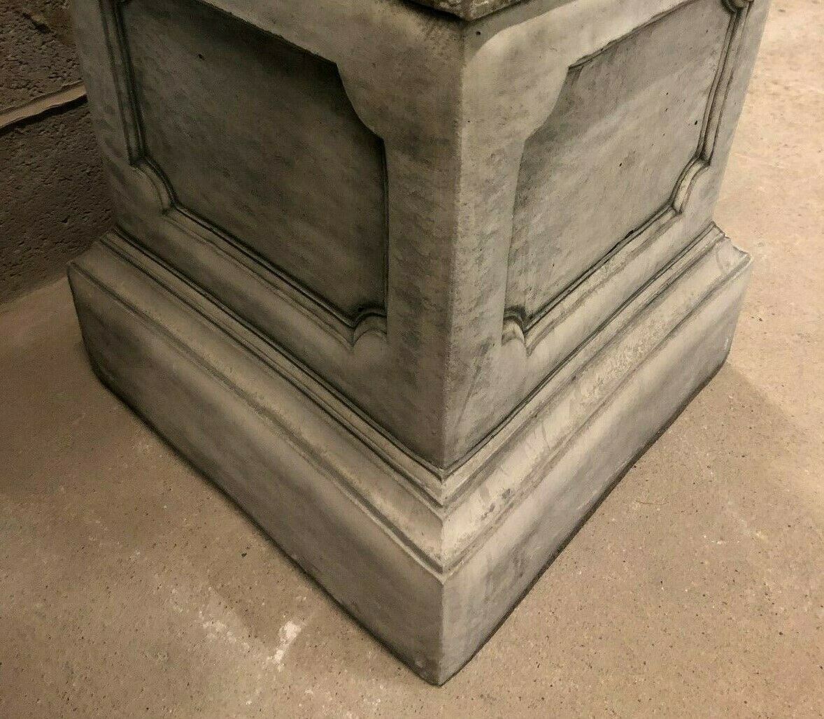 Pair of Stone Lion on Plinth Statues
