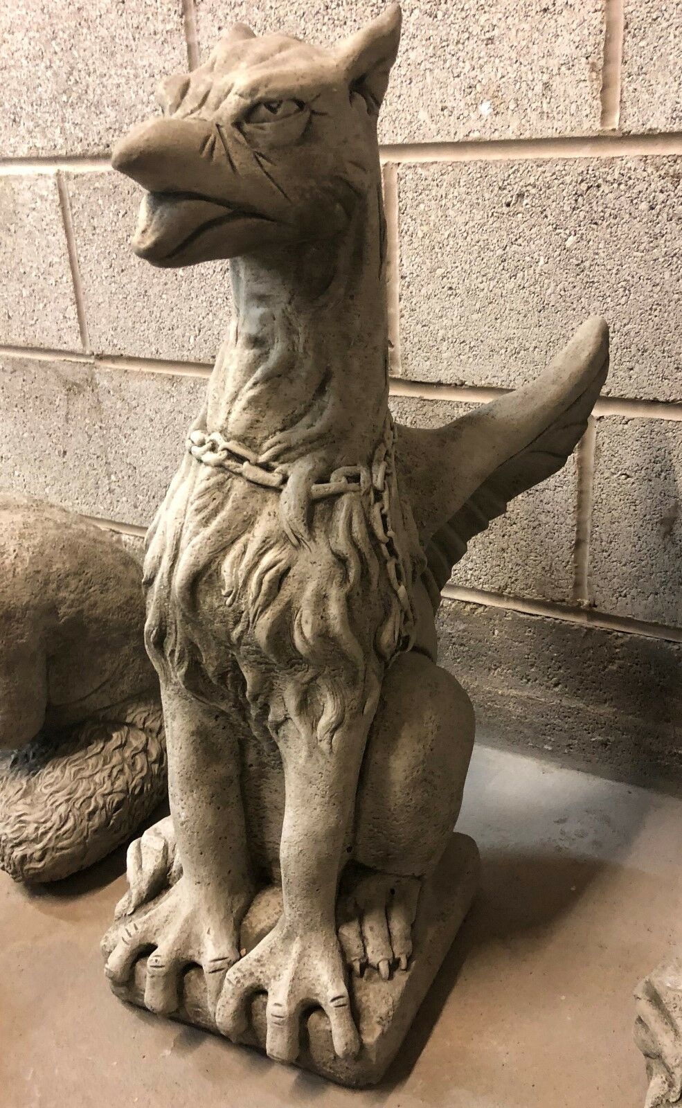 Pair of Large Stone Phoenix Statues