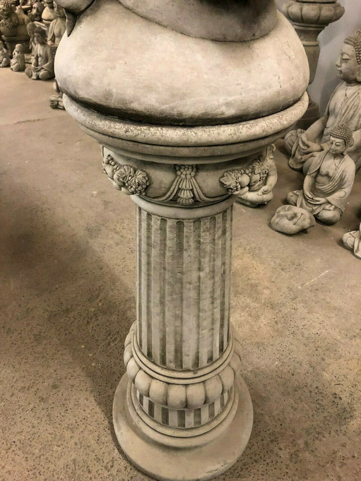 Stone Gautama Buddha Head Plinth Statue