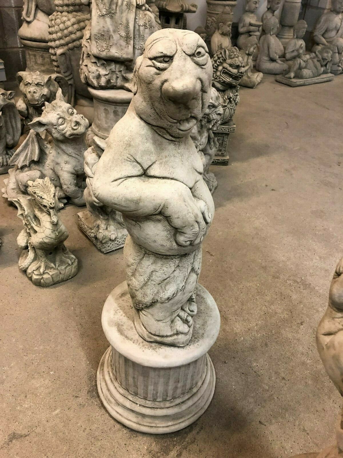 Pair of Stone Bare Knuckle Boxer Plinth Statues