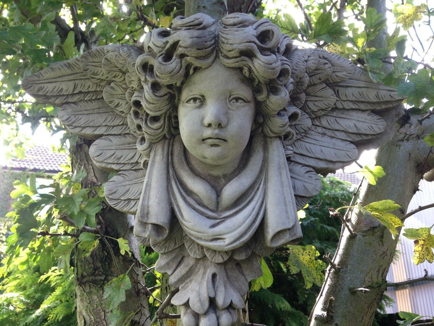 Stone Winged Cherub Wall Shelf/Plaque