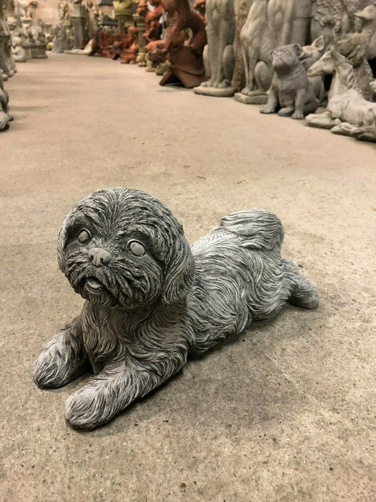 Stone Laying Down Shih Tzu Dog Ornament