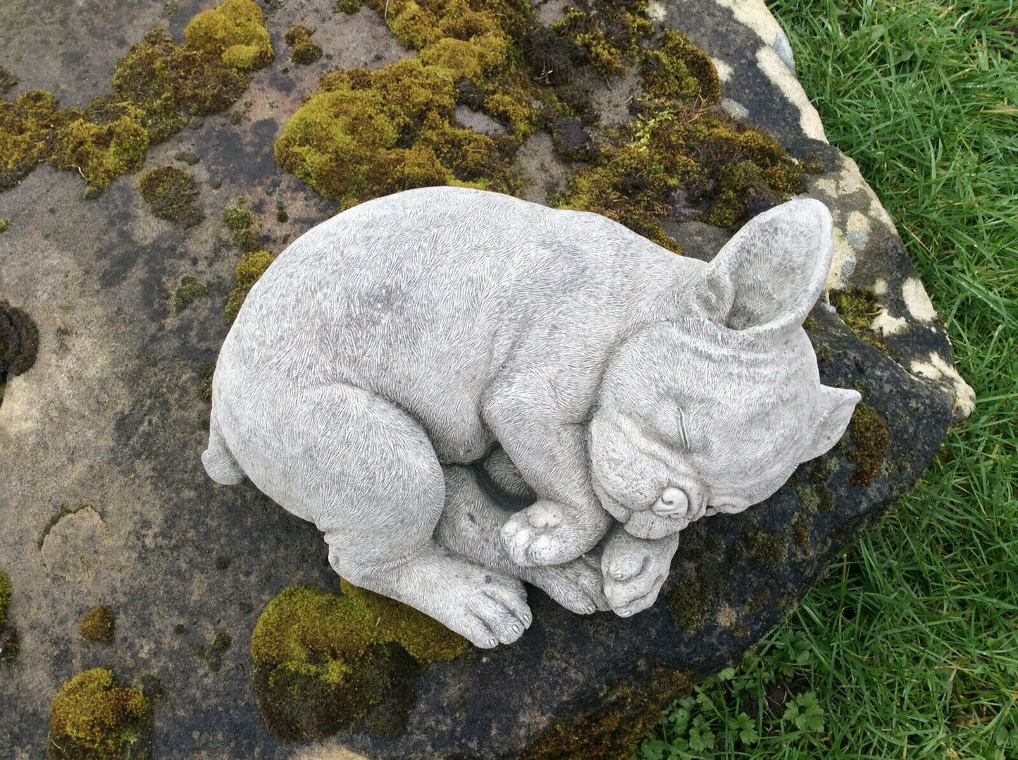Stone Sleeping French Bulldog Ornament