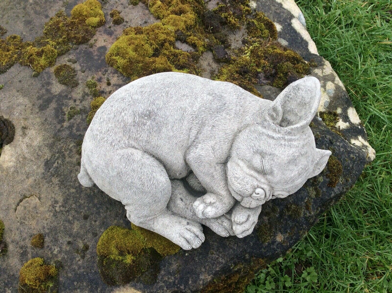 Stone Sleeping French Bulldog Ornament